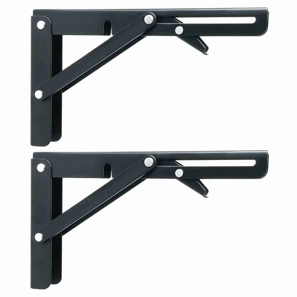2X 12" Folding Table Bracket Wall Bench Shelf Support 200lb Black Paint Steel 