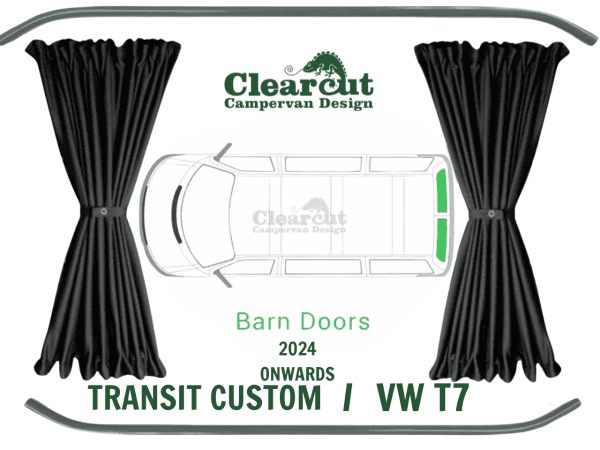Ford Transit Custom / VW T7 - Barn Door - Black Out Curtains