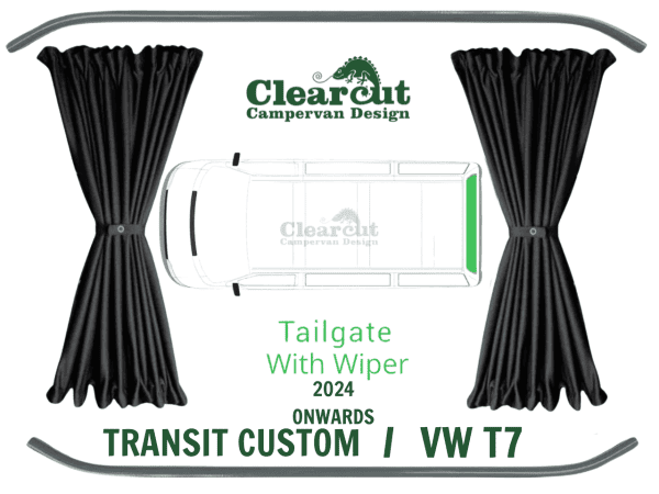 Ford Transit Custom / VW T7 - Tailgate WITH Wiper - Black Out Curtains
