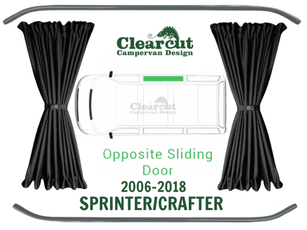 Sprinter/Crafter 2006-2018 - Offside Front (Opposite Sliding Door) - Black Out Curtains