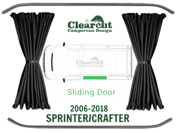 Sprinter/Crafter 2006-2018 - Nearside Front (UK Sliding Door) - Black Out Curtains